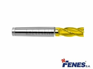 Frez 4-ostrzowy trzpieniowy, krótki walcowo-czołowy z chwytem stożkowym Morse'a DIN845-B K-N, HSS-E TiN Golden Line - 13MM - FENES