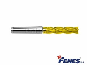 Frez 4-ostrzowy trzpieniowy, długi walcowo-czołowy z chwytem stożkowym Morse'a DIN845-B L-N, HSS-E TiN Golden Line - 19MM - FENES