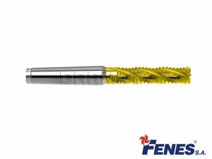 Frez 6-ostrzowy trzpieniowy, długi walcowo-czołowy do obróbki zgrubnej z chwytem stożkowym Morse'a DIN845-B L-M-NR, HSS-E TiN Golden Line - 28MM - FENES