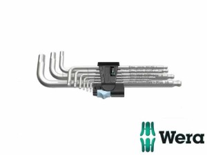 Zestaw kluczy imbusowych ze stali nierdzewnej długie z kulką 3950 PKL/9 - WERA (05022720001)