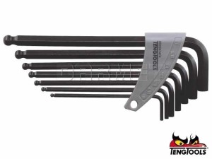 Zestaw kluczy imbusowych z kulistą końcówką, 7 szt. - TENGTOOLS (10955-0202)
