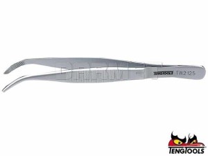 Pęseta ze szczękami wygiętymi, rowkowanymi TW2125, długość: 125MM - TENGTOOLS (17791-0403)