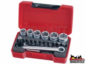 Zestaw kuczy nasadowych z chwytem kwadratowym 1/4", T1419 - 19 szt. - TENGTOOLS (16734-0108)