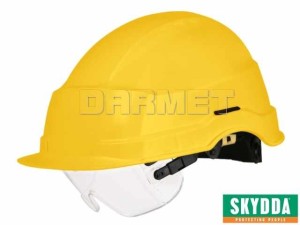 Kask ochronny IRIS II z wbudowanym wizjerem, żółty, rozmiar 53-63 - SKYDDA (035600170)