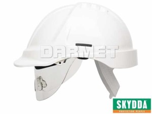 Kask ochronny PROTECTOR Style 600 z wbudowanym wizjerem, biały, rozmiar 50-66 - SKYDDA (317550275)