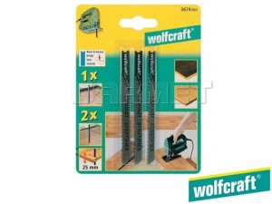 Brzeszczoty do wyrzynarek z trzpieniem "U", do drewna i tworzyw sztucznych, głębokość cięcia: 25MM - 3 sztuki - WOLFCRAFT (WF2674000)