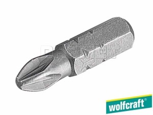 Końcówki krzyżowe Pozidriv, długość: 25MM, rozmiar: PZ2 - 6 sztuk - WOLFCRAFT (WF1534000)