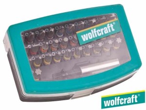 Zestaw końcówek, długość: 25MM, rodzaje: płaskie, Phillips, Pozidriv, TORX, HEX - 32 częściowy - WOLFCRAFT (WF2975000)
