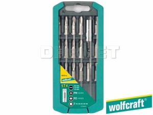 Zestaw końcówek, długość: 25MM, rodzaje: płaskie, Phillips, Pozidriv, Torx - 17 częściowy - WOLFCRAFT (WF8633000)