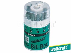 Zestaw końcówek, długość: 25MM, rodzaje: płaskie, Phillips, Pozidriv - 10 częściowy - WOLFCRAFT (WF1575000)