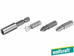 Zestaw końcówek, długość: 25MM, rodzaje: płaskie, Phillips, Pozidriv - 7 częściowy - WOLFCRAFT (WF2446000)