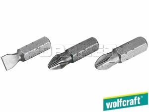 Zestaw końcówek, długość: 25MM, rodzaje: płaskie, Phillips, Pozidriv - 6 sztuk - WOLFCRAFT (WF2444000)