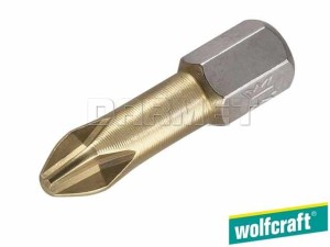 Końcówki wkrętaka krzyżowe Phillips z powłoką TiN, długość: 25MM, rozmiar: PH3 - 2 sztuki - WOLFCRAFT (WF1324000)