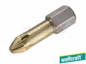 Końcówki wkrętaka krzyżowe Pozidriv z powłoką TiN, długość: 25MM, rozmiar: PZ1 - 2 sztuki - WOLFCRAFT (WF1325000)