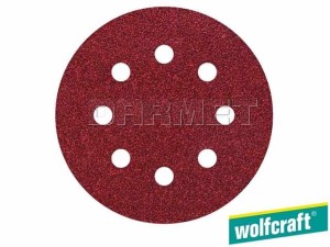 Krążki ścierne samoprzyczepne do szlifierek mimośrodowych, granulacja: 60, 80, 120, średnica: 125MM - 15 sztuk - WOLFCRAFT (WF8401000)