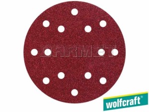 Krążki ścierne samoprzyczepne do szlifierek mimośrodowych, granulacja: 40, 80, 120, średnica: 150MM - 10 sztuk - WOLFCRAFT (WF8404000)