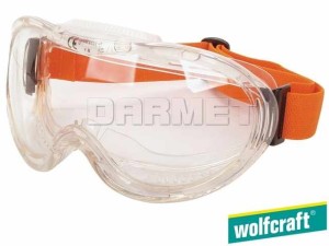 Okulary ochronne, pełne ”Comfort” z ochroną przed odłamkami, drobinami i pyłem - WOLFCRAFT (WF4886000)
