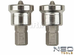 Końcówki wkrętakowe krzyżowe Phillips do płyt kartonowo-gipsowych, PH2 x 25MM - 2 sztuki - NEO TOOLS (06-040)
