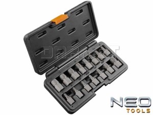 Zestaw wykrętaków do zerwanych śrub na nasadce 1/2" - 15 elementów - NEO TOOLS (09-607)