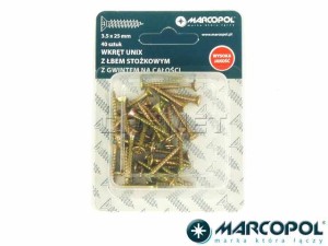 Wkręty uniwersalne 3,5 x 25 mm, 40 szt. - MARCOPOL (QB2138)