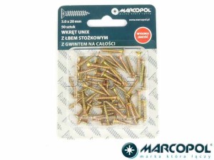 Wkręty uniwersalne 3 x 20 mm, 50 szt. - MARCOPOL (QB2127)