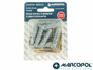Kołki rozporowe z wkrętami 8 x 40 x 45 mm, 10 szt. - MARCOPOL (QB0142)