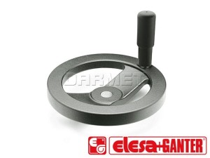 Koło ręczne aluminiowe pokryte czarną żywicą epoksydową z obrotową rękojeścią GN 324-R - ELESA+GANTER