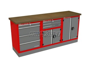 Mocny metalowy stół warsztatowy z szafkami 209x60cm - FAST SERVICE (T-18-30-40-01)