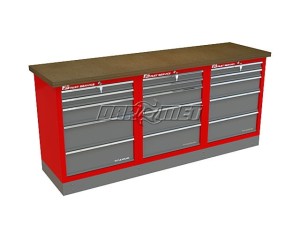Mocny metalowy stół warsztatowy z szafkami 209x60cm - FAST SERVICE (T-22-22-22-01)