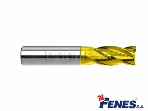 Frez 6-ostrzowy trzpieniowy, krótki z chwytem walcowym DIN844-A K-N, HSS TiN Golden Line - 24MM - FENES