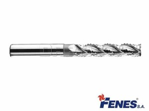 Frez 3-ostrzowy trzpieniowy, długi do obróbki zgrubnej metali lekkich z chwytem walcowym DIN844-A L-M-WR, HSS-E - 13MM - FENES