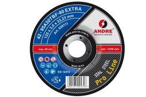 Ściernica z obniżonym środkiem do przecinania PRO-LINE, wersja EXTRA, typ 42 - 125MM x 3MM x 22,2MM 95A 30T - ANDRE (020111)