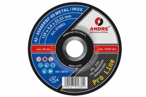 Ściernica z obniżonym środkiem do przecinania PRO-LINE, wersja INOX, typ 42 - 125MM x 0,8MM x 22,2MM 95A 80R - ANDRE (010192)