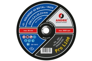 Ściernica z obniżonym środkiem do przecinania PRO-LINE, wersja METAL+INOX, typ 42 - 230MM x 2MM x 22,2MM 95A 36R - ANDRE (010062)