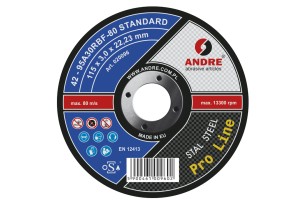 Ściernica z obniżonym środkiem do przecinania PRO-LINE, wersja STANDARD, typ 42 - 115MM x 3MM x 22,2MM 95A 30R - ANDRE (020096)