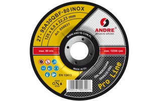 Ściernica z obniżonym środkiem do szlifowania PRO-LINE, wersja INOX, typ 27 - 125MM x 6MM x 22,2MM 95A 30Q - ANDRE (050031)