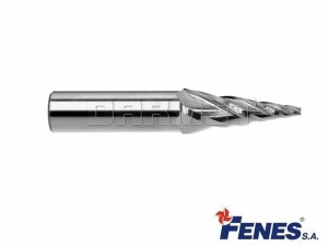 Frez stożkowy 4-ostrzowy do matryc z czołem płaskim, odmiana krótka DIN1889-EA K-H, HSS-E - pochylenie 1:6 - 12MM - FENES