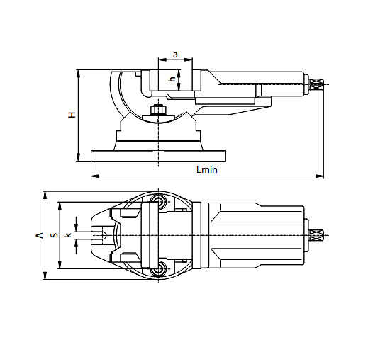 Imadło maszynowe typ 6530 100mm - wymiary