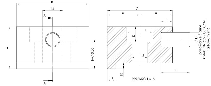 łapa dociskowa imadła SPZB - wymiary