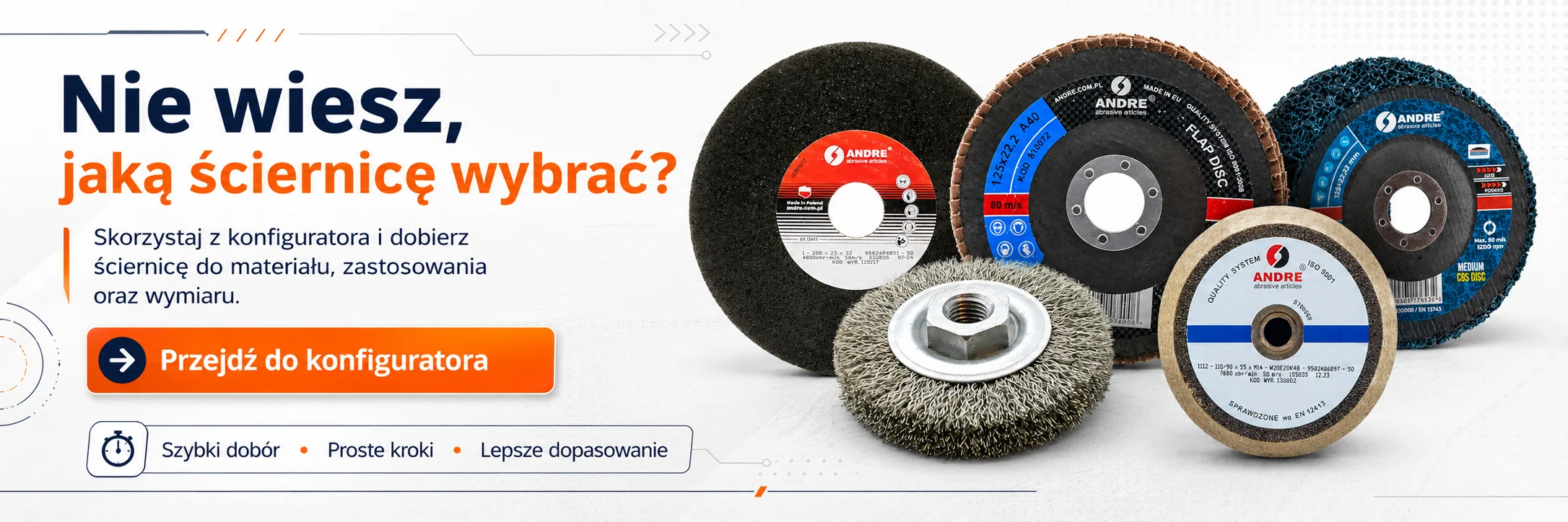 Konfigurator doboru ściernicy - wybierz ściernicę do materiału, zastosowania i wymiaru