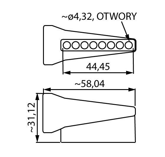 dysza rozpylajaca katowa 90 z 8 otworami o srednicy 4,3 mm system 1/2