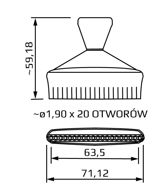 dysza rozpylajaca z 20 otworami o srednicy 1,9 mm system 1/2
