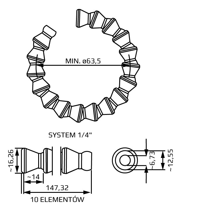 50 stopowa szpula przewodu do chlodziwa system 1/4