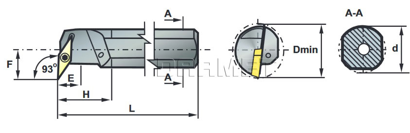 nóż tokarski A32S-SVUBR16 - rysunek techniczny