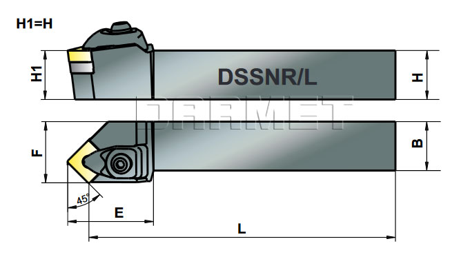 nóż tokarski DSSNR-2020-K12 - rysunek techniczny