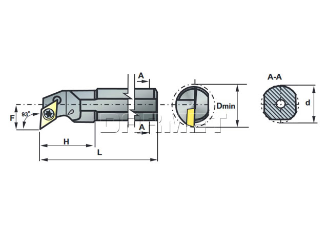 nóż tokarski A16M-SDUCR07 - rysunek techniczny