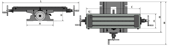 rysunek techniczny stołu krzyżowego