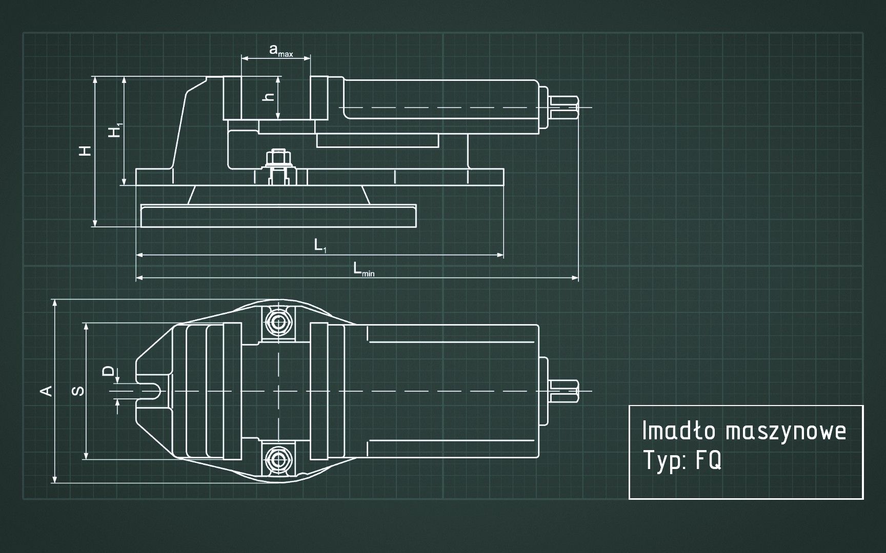 IMADŁO MASZYNOWE OBROTOWE FQ - rysunek techniczny z wymiarami