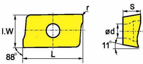 Rysunek techniczny płytki APKT