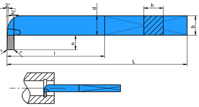 NÓŻ TOKARSKI WYTACZAK HAKOWY NNWc ISO11 WIELKOŚĆ 10x10, węglik S20 (P20)